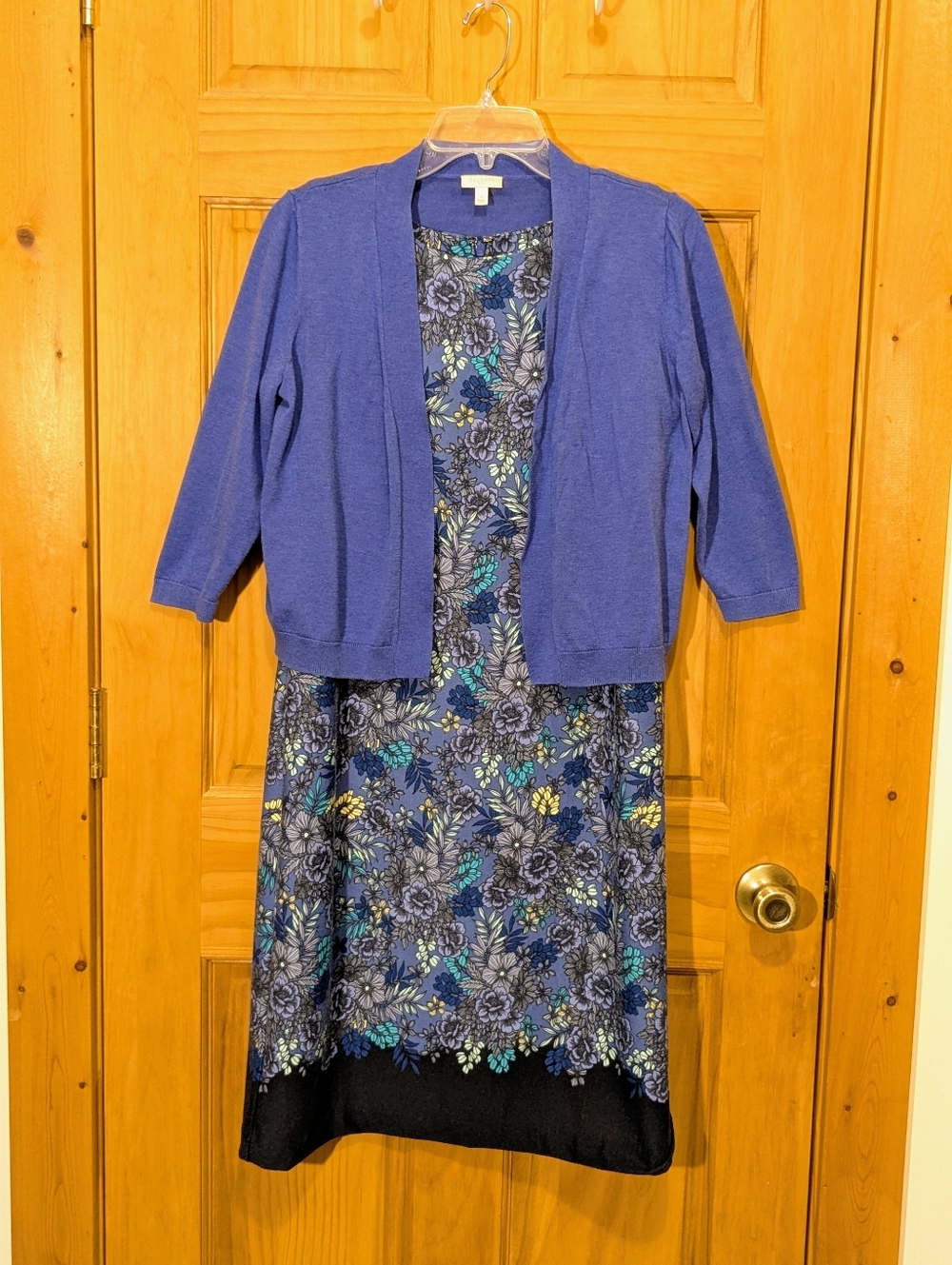 Talbots Dress Floral Sleeveless Cardigan Set Purple Casual Stretchy Women's Sm